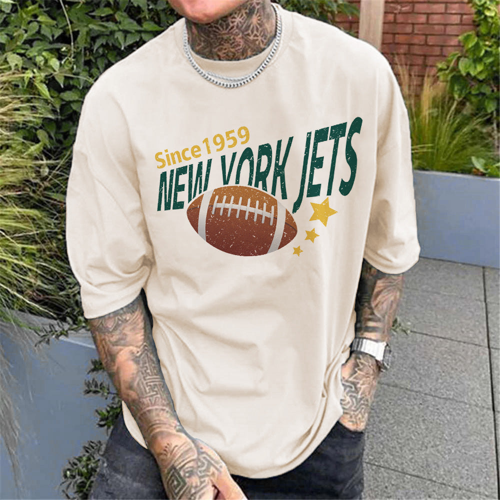 Mens Jets Throwback Ringer Tee