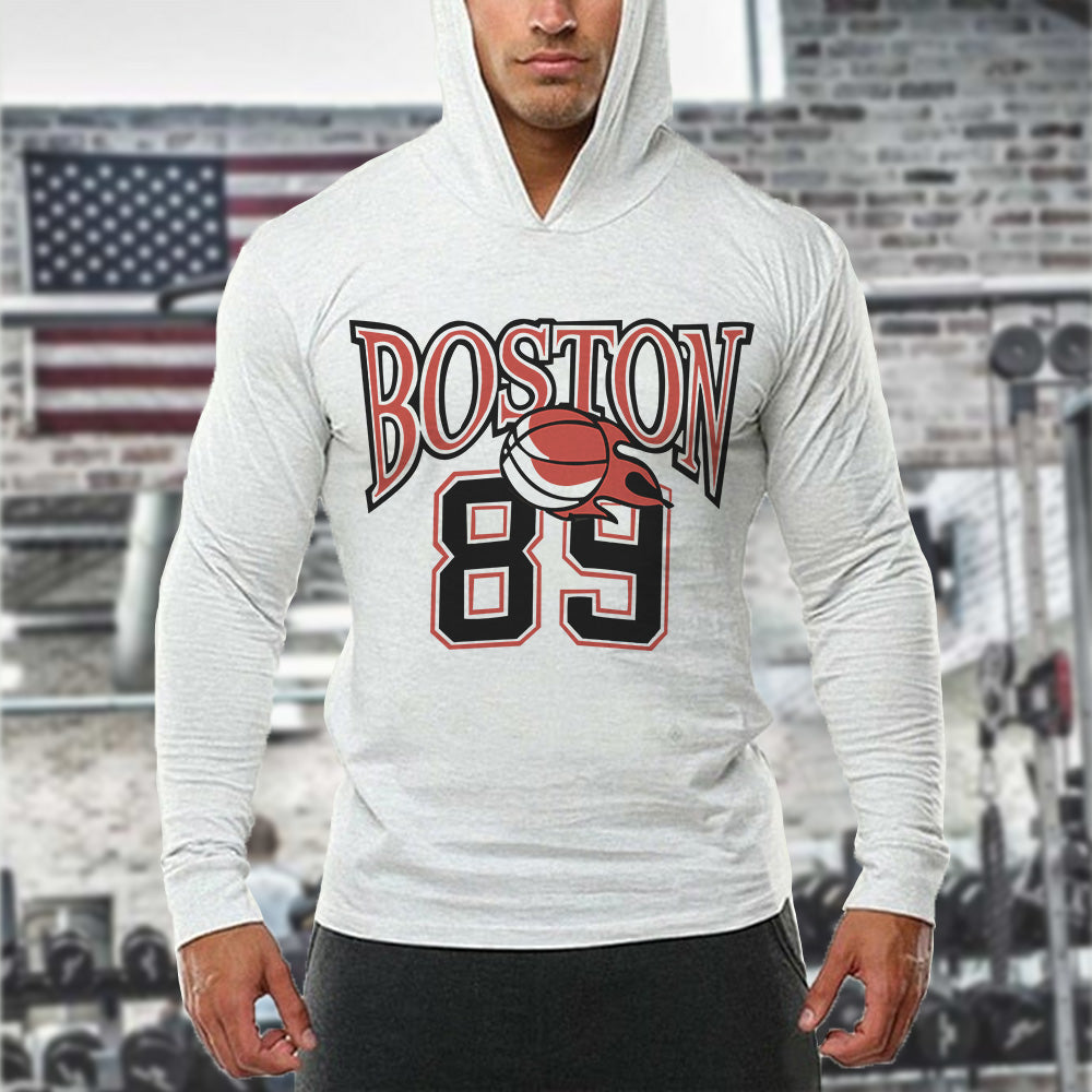 Boston Basketball Men's Sports Hooded Long Sleeve T-Shirt – Nova