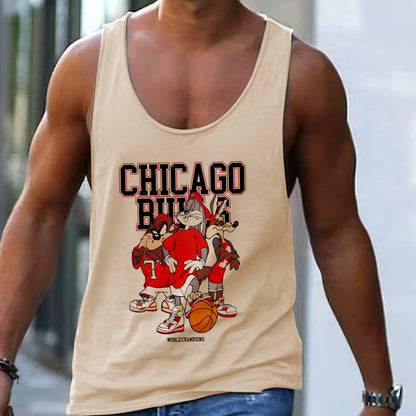 Chicago Men's Basketball Lover Cartoon Print Tank Top