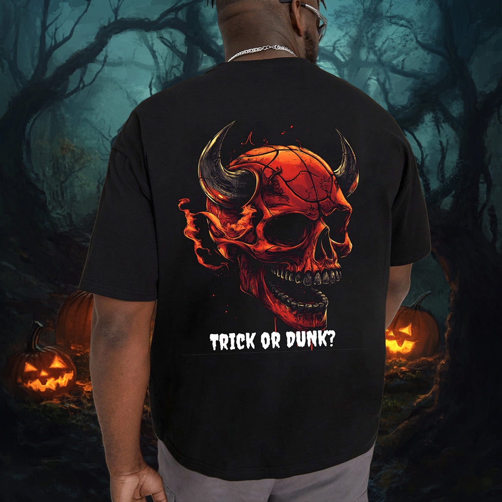 Men's Spooky Season Skull Bulls Basketball Lovers Tee