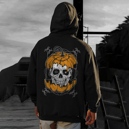 Pumpkin Halloween Print Men's Fleeced Hoodie