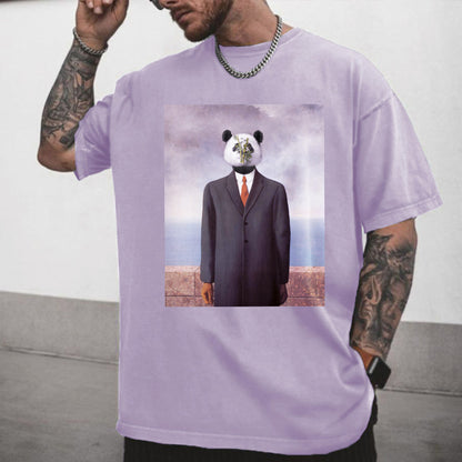 Panda Graphic Alphabet Print Casual Men's T-Shirt