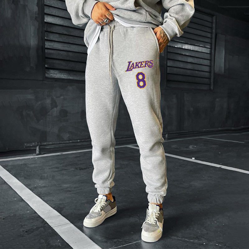 Lakers Men's Streetwear Elastic Waistband Fleece Sweatpants