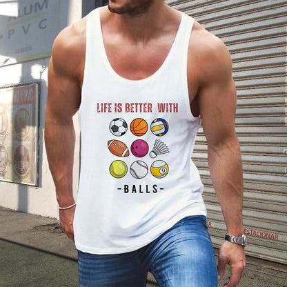 Balls Lovers Print Men's Casual Tank-A