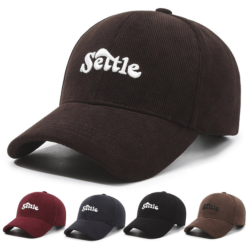 SETTLE Embroidered Corduroy Hip-Hop Cap Hat