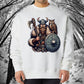 Viking Warrior and Owl Men's Crew Neck Sweatshirt