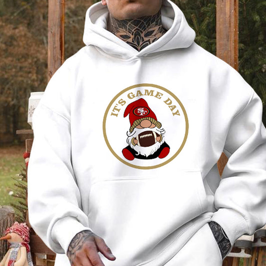 SF Football Lover Men's White Fleeced Hoodie