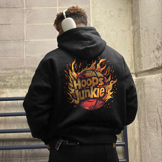 Hoops Junkie Flame Print Men's Hoodie