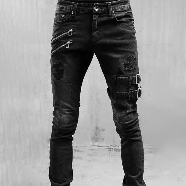 Stylish Moto-inspired Distressed Skinny Jeans