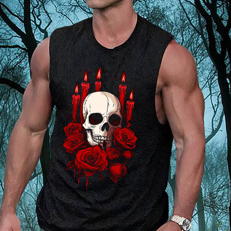 Skull & Red Candles Men's Cotton Tank Top