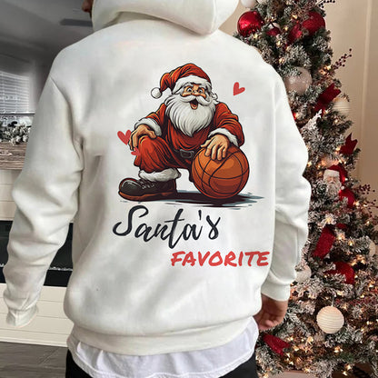 Xmas Basketball Lover Santa's Favorite Men's Fleeced Hoodie