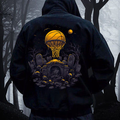 Halloween Vibes Basketball Lover Men's Fleeced Hoodie