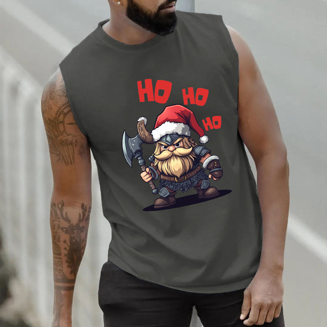 Viking Ho Ho Ho Men's Viking Warrior Print Tank Top