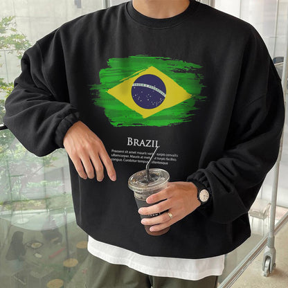 Brazil Men's Crew Neck Fashion Sweatshirt