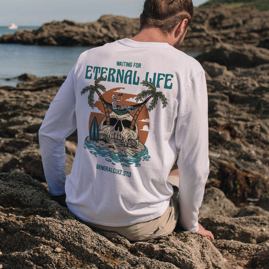 Waiting for Eternal Life Men's Casual Long Sleeve T-Shirts-B