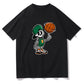 Skull With Basketball Print Men's Short Sleeve Tee