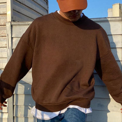 Coffee Color Men's Crew Neck Sweatshirts