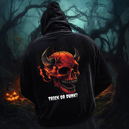 Spooky Season Skull Bulls Print Men's Fleeced Hoodie