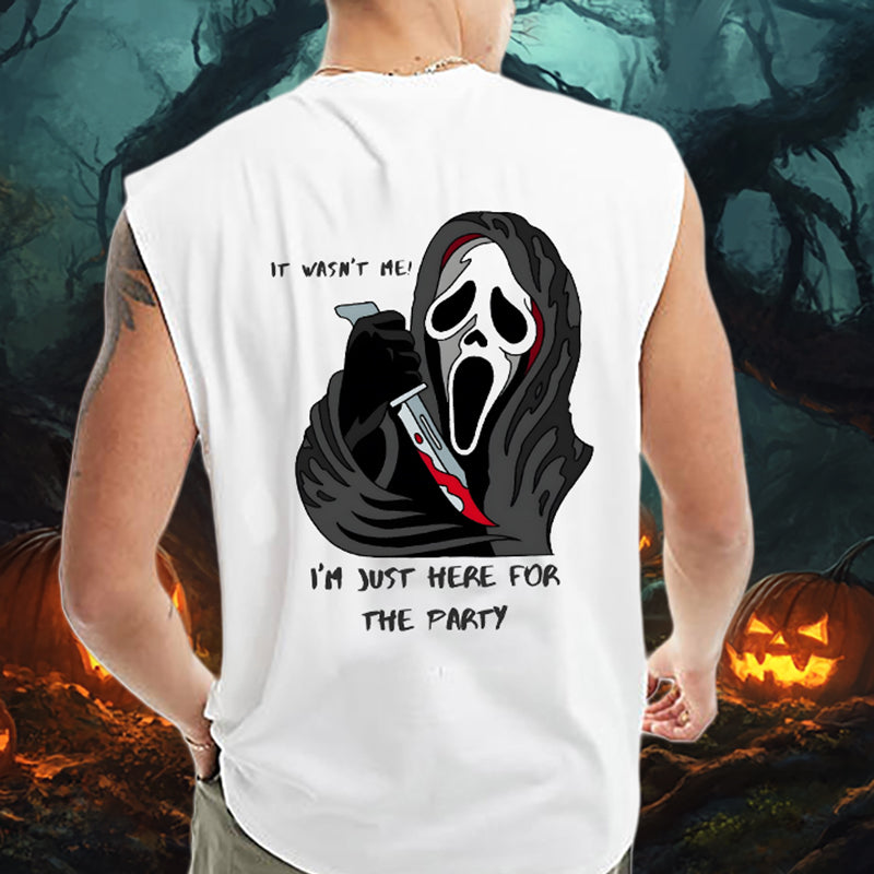 Spooky Vibes Skeleton Print Men's Tank