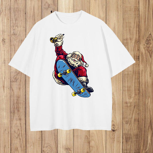 Skateboarding Santa Claus Men's Cotton T-shirt