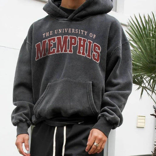 Memphis Letter Print Men's Fleece Hoodie 320g