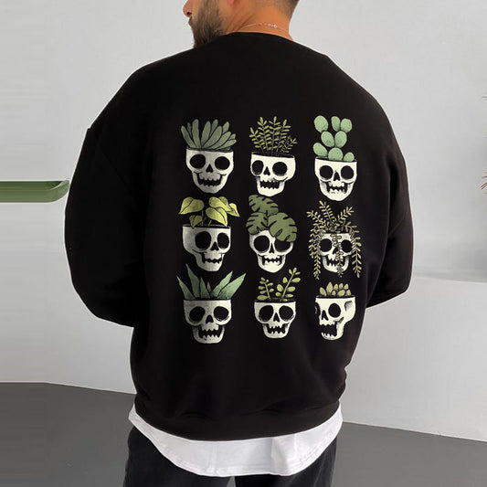 Halloween Succulents Skull Print Men's Sweatshirt