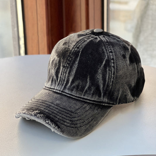 Retro Solid Color Washed Ripped Cap Hat