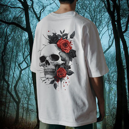 Skull Print Men's Short Sleeve Cotton T-shirt