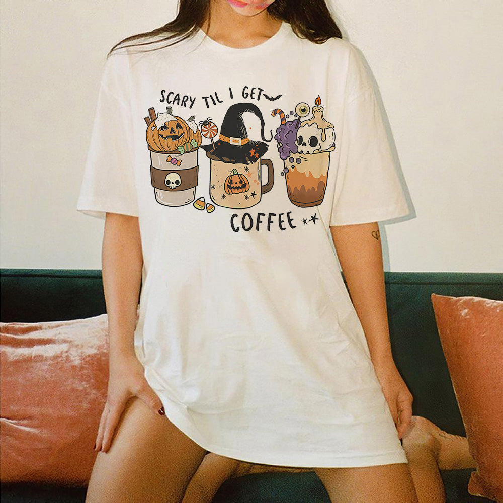 Halloween Pumkim and Skull Coffee Women's T-shirt