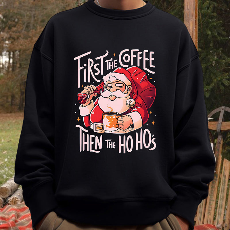 Coffee Lover Xmas Santa Print Men's Sweatshirt