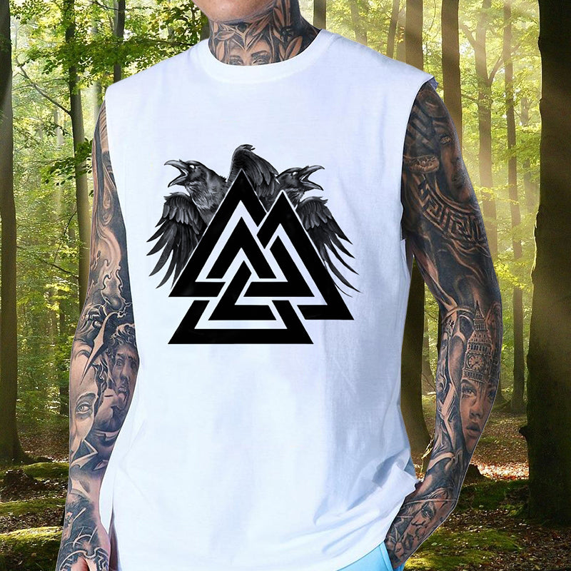 Viking Inspired Valknut and Ravens Men's Tank Top