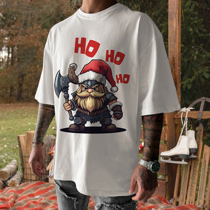 Viking HO HO HO Print Men's Xmas Print T-shirt