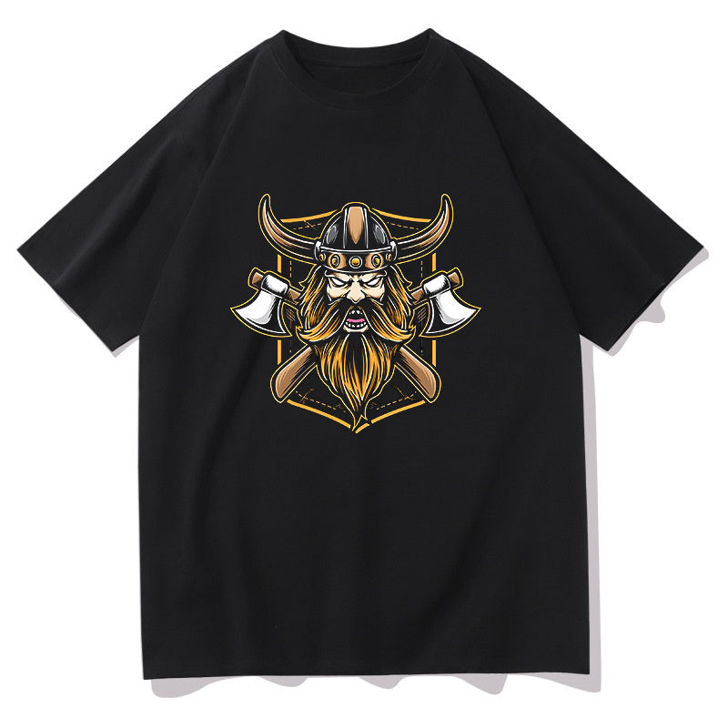 Legend of the North Viking Warrior and Axe Men's Black T-shirt