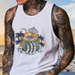 Tropical Vibes Men's Tank Tops with Skull Hand and Coconut Designs-A