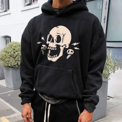 Halloween Scary Skull Men's Fleeced Hoodie