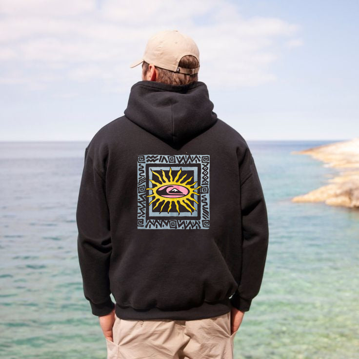 Surfing Graphic Print Men's Fleeced Hoodie