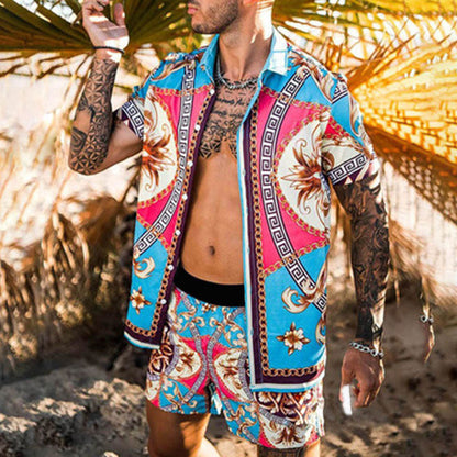 Clearance-Men's Hawaiian Two Pieces Beachwear-M