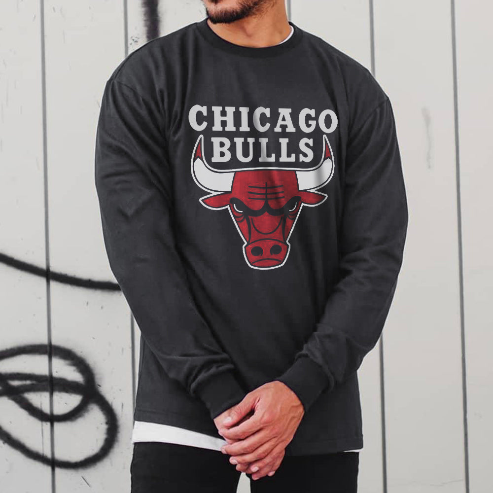 Champions Bulls Men's Basketball Sports Long Sleeve T-Shirts-A