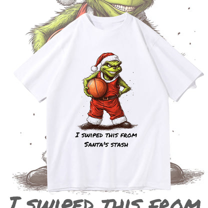 Grinchmas Men's Basketball Lover Print Cotton T-shirt