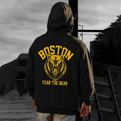 Boston bruins Bear Men's Fleeced Hoodie