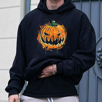 Halloween Pumpkin Men's Fleeced Hoodie