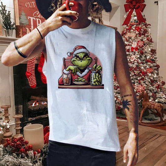 Grinch Loves Pickles Xmas Tank Top