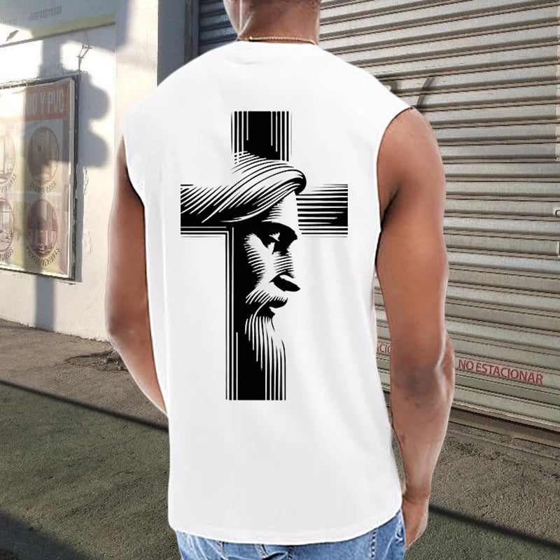 Men's Christian Jesus and Cross Print Vest