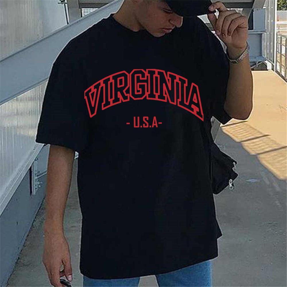 Virginian Printed Round Neck Short Sleeve T-Shirt