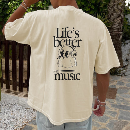 Life's Better With Music Men's Casual T-shirt 230g