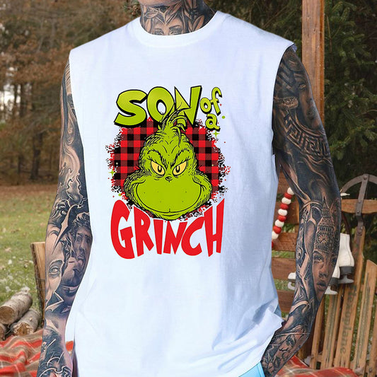 Grinchmas Print Men's Sleevless Tank Top