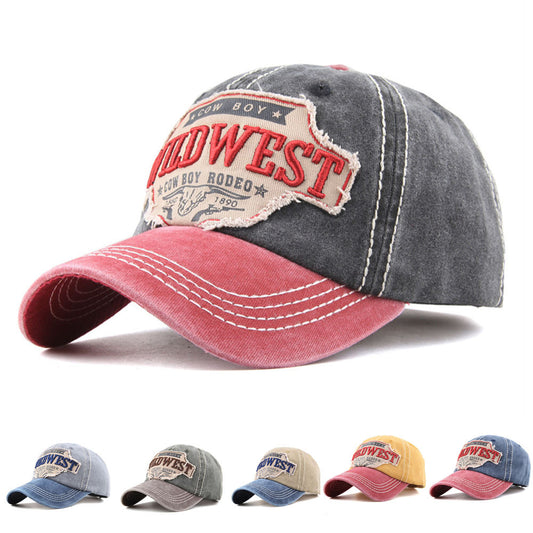 WILDWEST Embroidered Vintage Colorblock Cap Hat