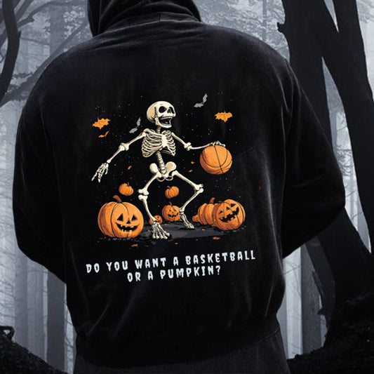 Spooky Vibes Basketball Fans Men's Fleeced Hoodie