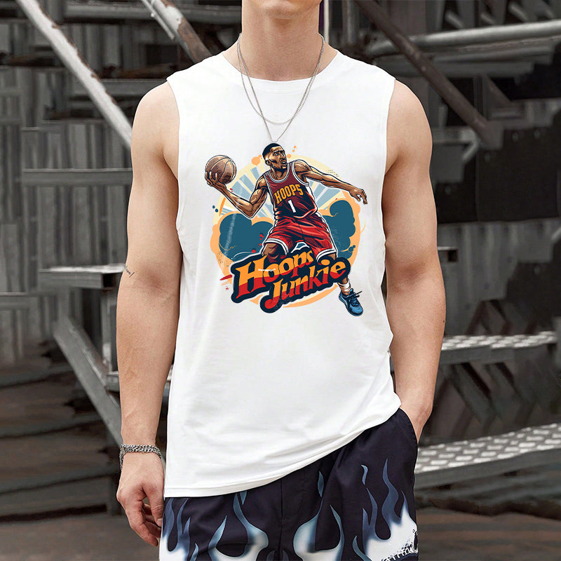 Hoops Junkie Basketball Player Men's Tank Top-B