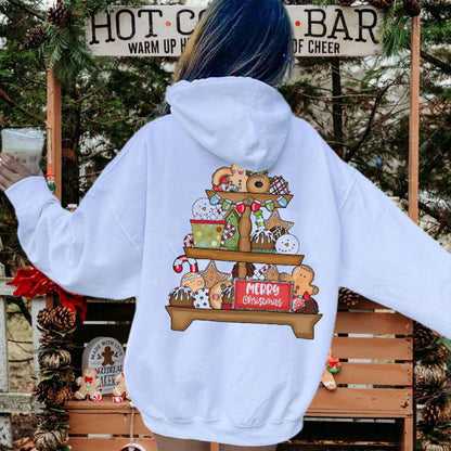 Women's Xmas Dessert Print Fleeced Hoodie